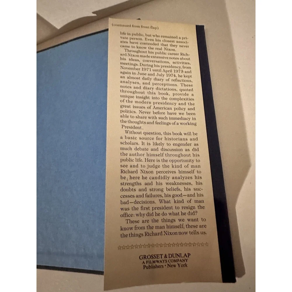 The Memoirs of Richard Nixon by Richard Nixon, 1978 1st Printing HC/DJ